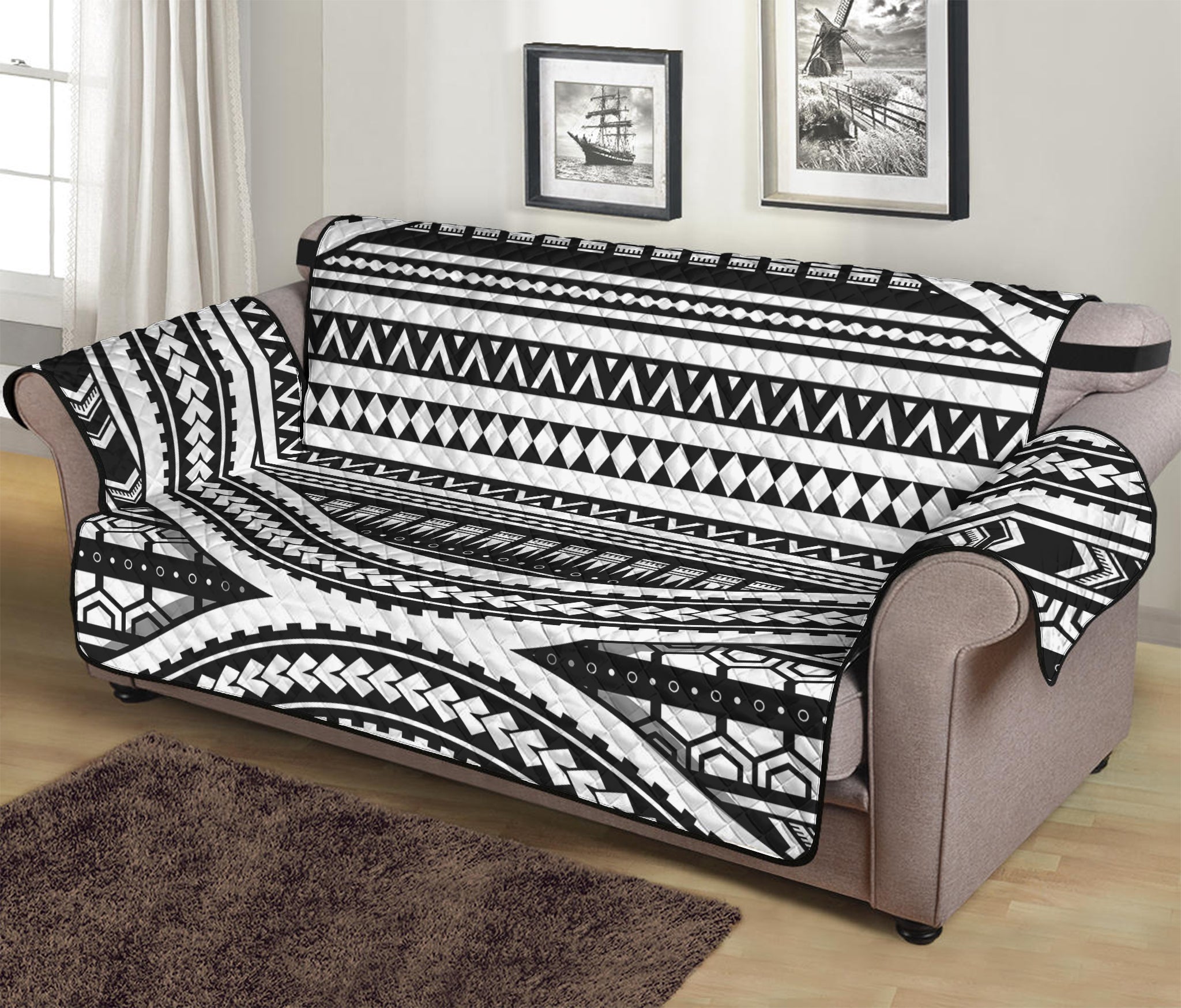 Maori Tattoo Polynesian Tribal Print Sofa Protector