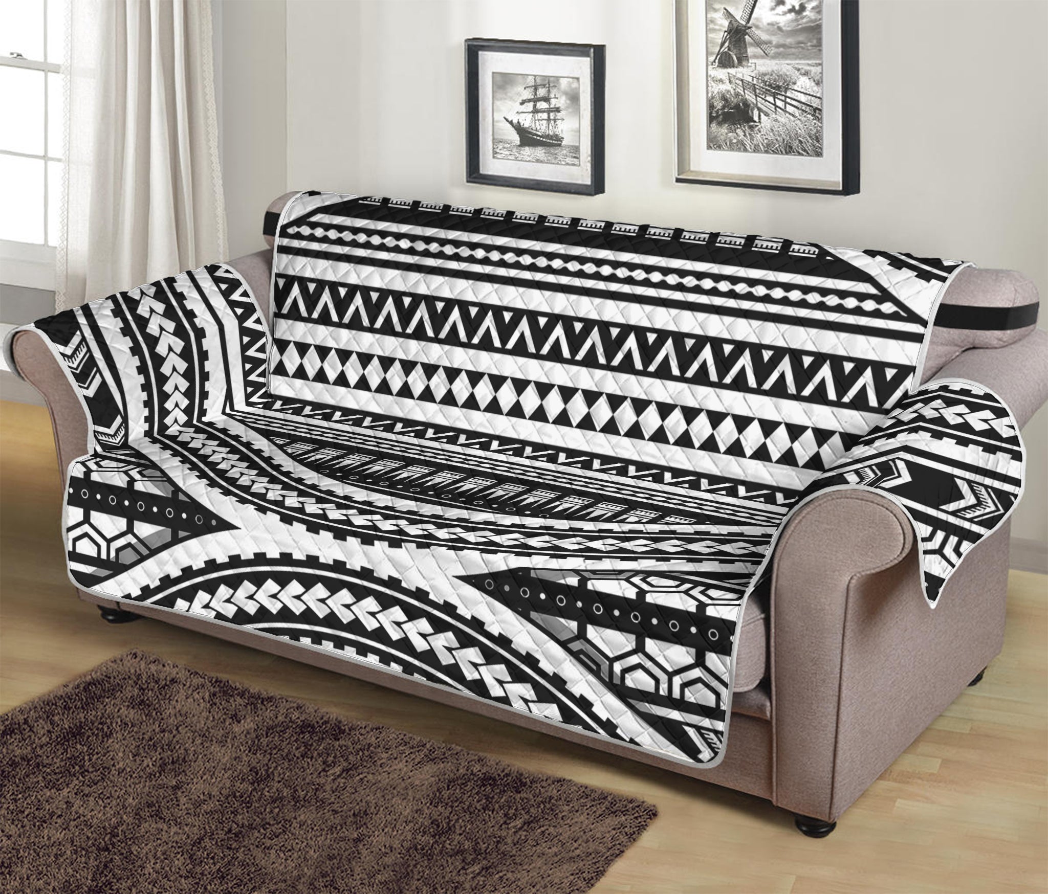 Maori Tattoo Polynesian Tribal Print Sofa Protector