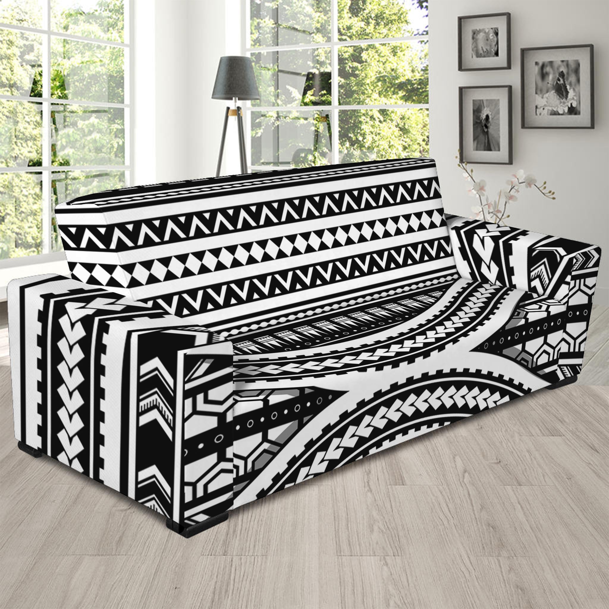 Maori Tattoo Polynesian Tribal Print Sofa Slipcover