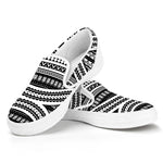 Maori Tattoo Polynesian Tribal Print White Slip On Shoes