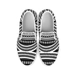 Maori Tattoo Polynesian Tribal Print White Slip On Shoes