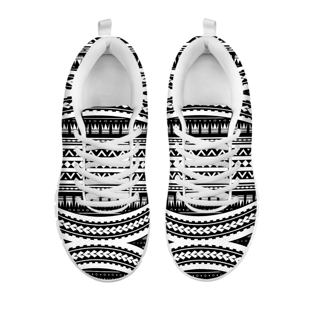 Maori Tattoo Polynesian Tribal Print White Sneakers