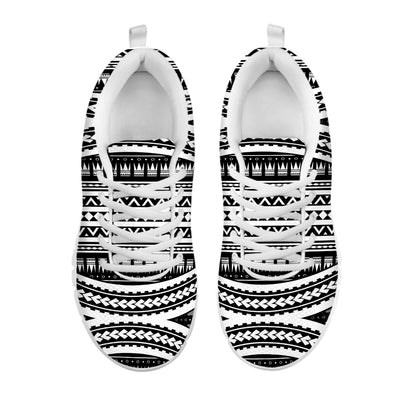 Maori Tattoo Polynesian Tribal Print White Sneakers