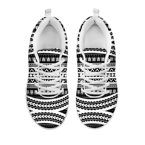 Maori Tattoo Polynesian Tribal Print White Sneakers