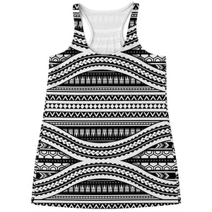 Maori Tattoo Polynesian Tribal Print Women's Racerback Tank Top