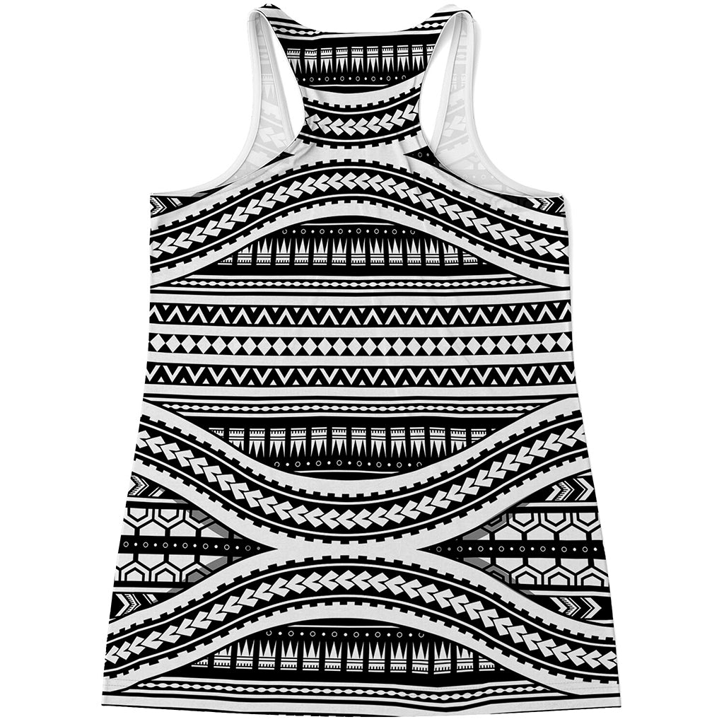 Maori Tattoo Polynesian Tribal Print Women's Racerback Tank Top