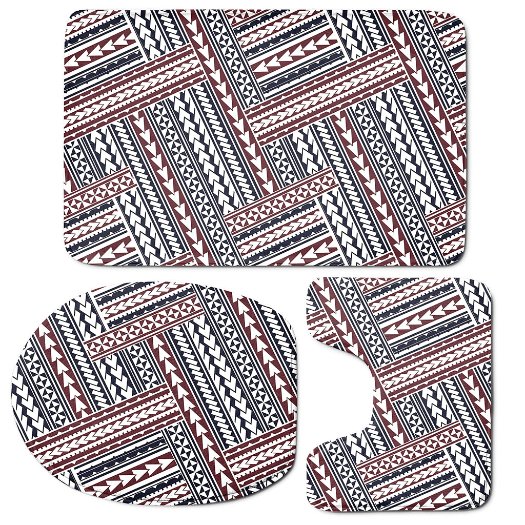 Maori Tribal Pattern Print 3 Piece Bath Mat Set