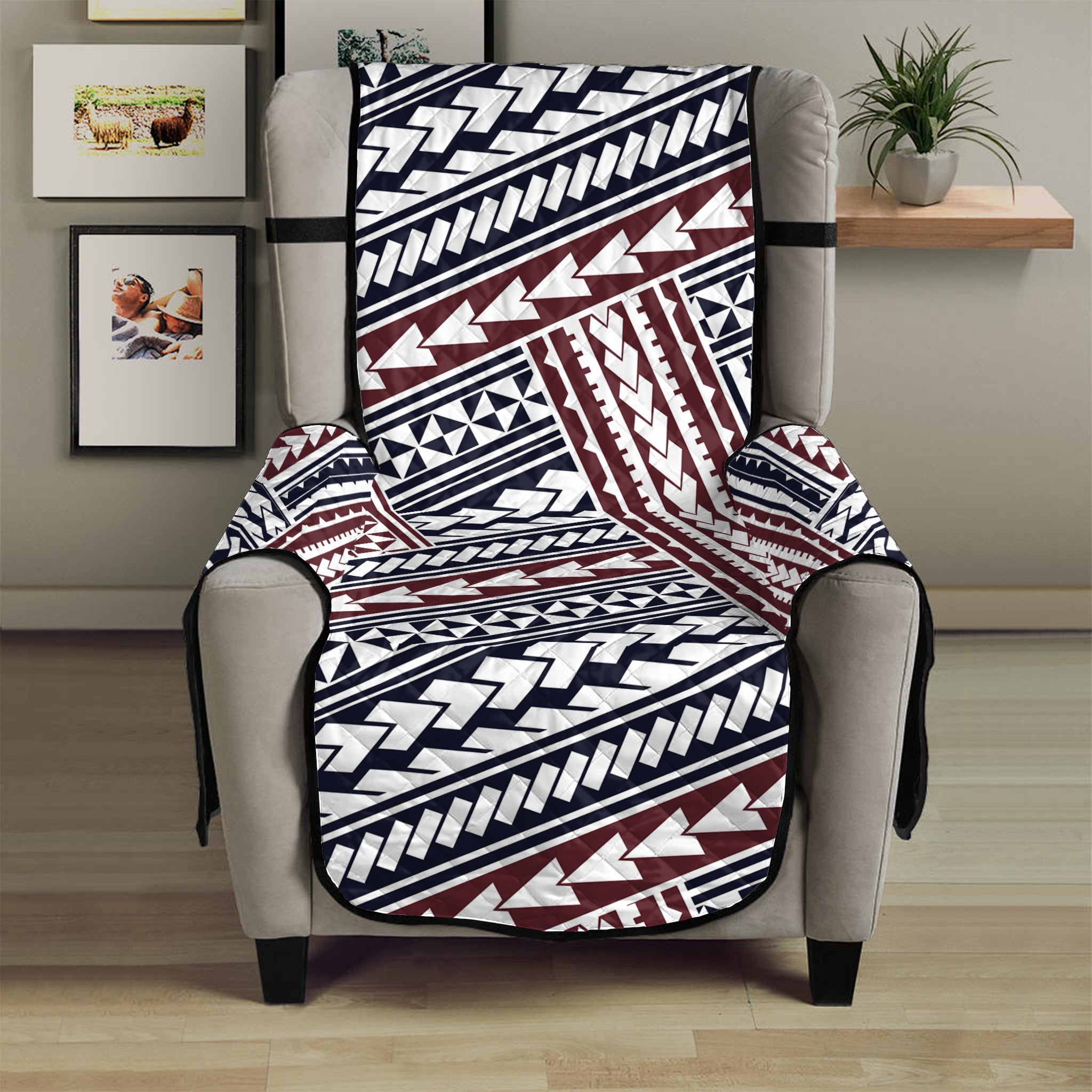 Maori Tribal Pattern Print Armchair Protector