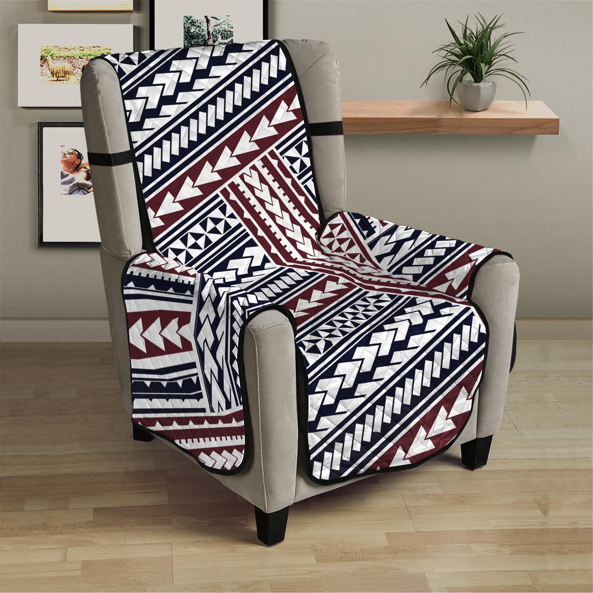 Maori Tribal Pattern Print Armchair Protector