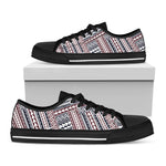 Maori Tribal Pattern Print Black Low Top Shoes