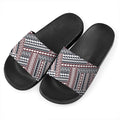 Maori Tribal Pattern Print Black Slide Sandals