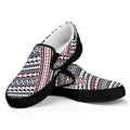 Maori Tribal Pattern Print Black Slip On Sneakers