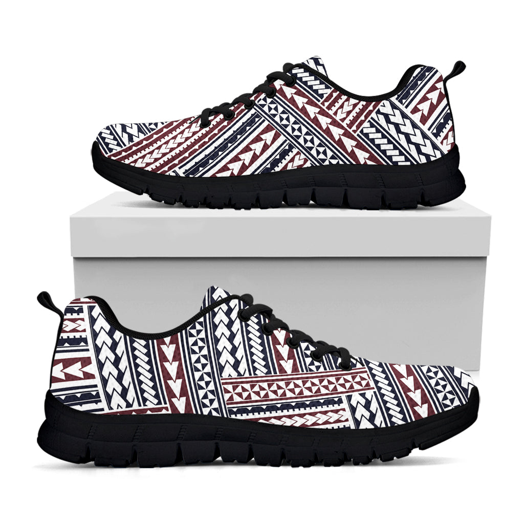 Maori Tribal Pattern Print Black Sneakers