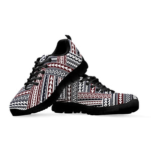 Maori Tribal Pattern Print Black Sneakers