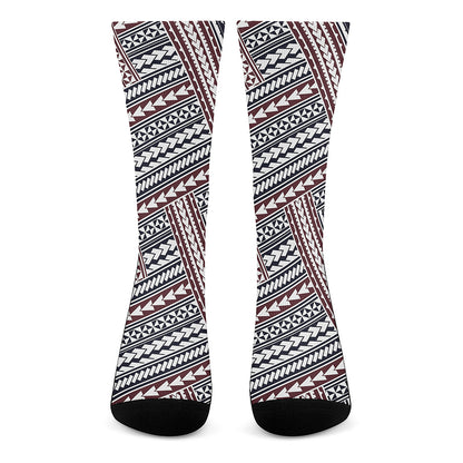 Maori Tribal Pattern Print Crew Socks