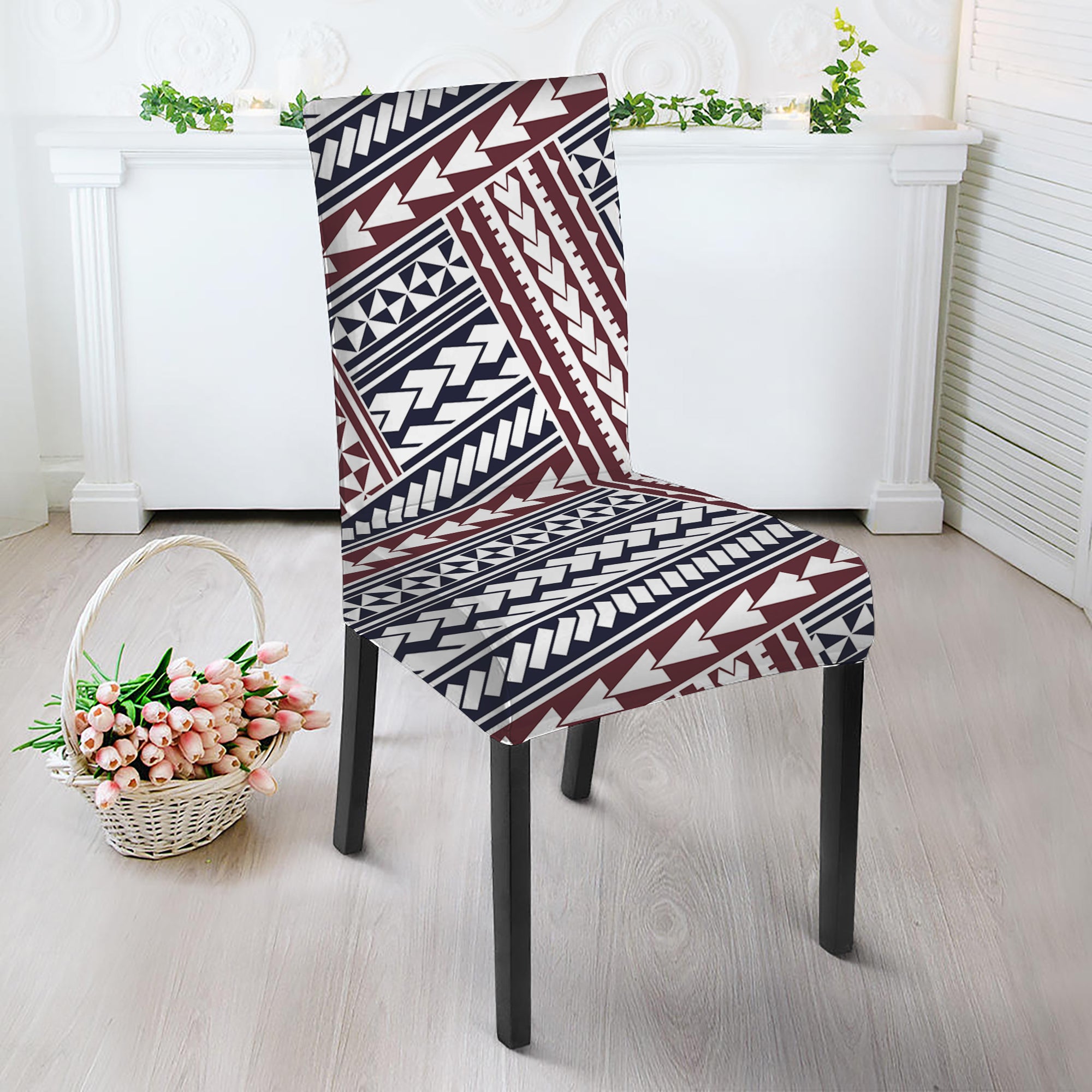 Maori Tribal Pattern Print Dining Chair Slipcover