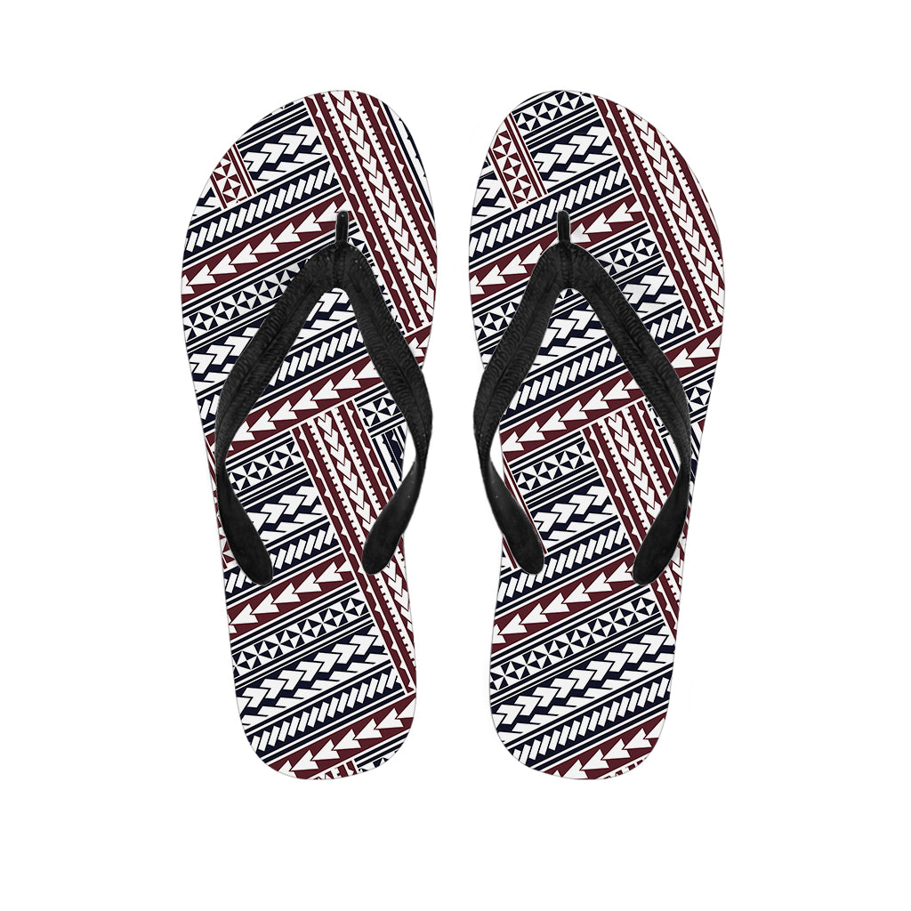 Maori Tribal Pattern Print Flip Flops