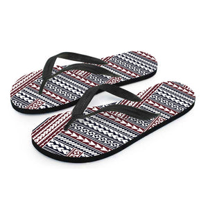 Maori Tribal Pattern Print Flip Flops