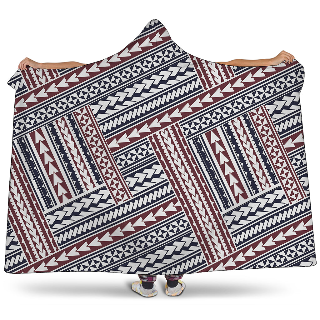 Maori Tribal Pattern Print Hooded Blanket
