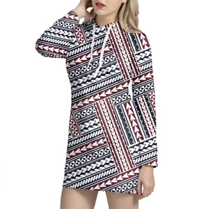 Maori Tribal Pattern Print Hoodie Dress