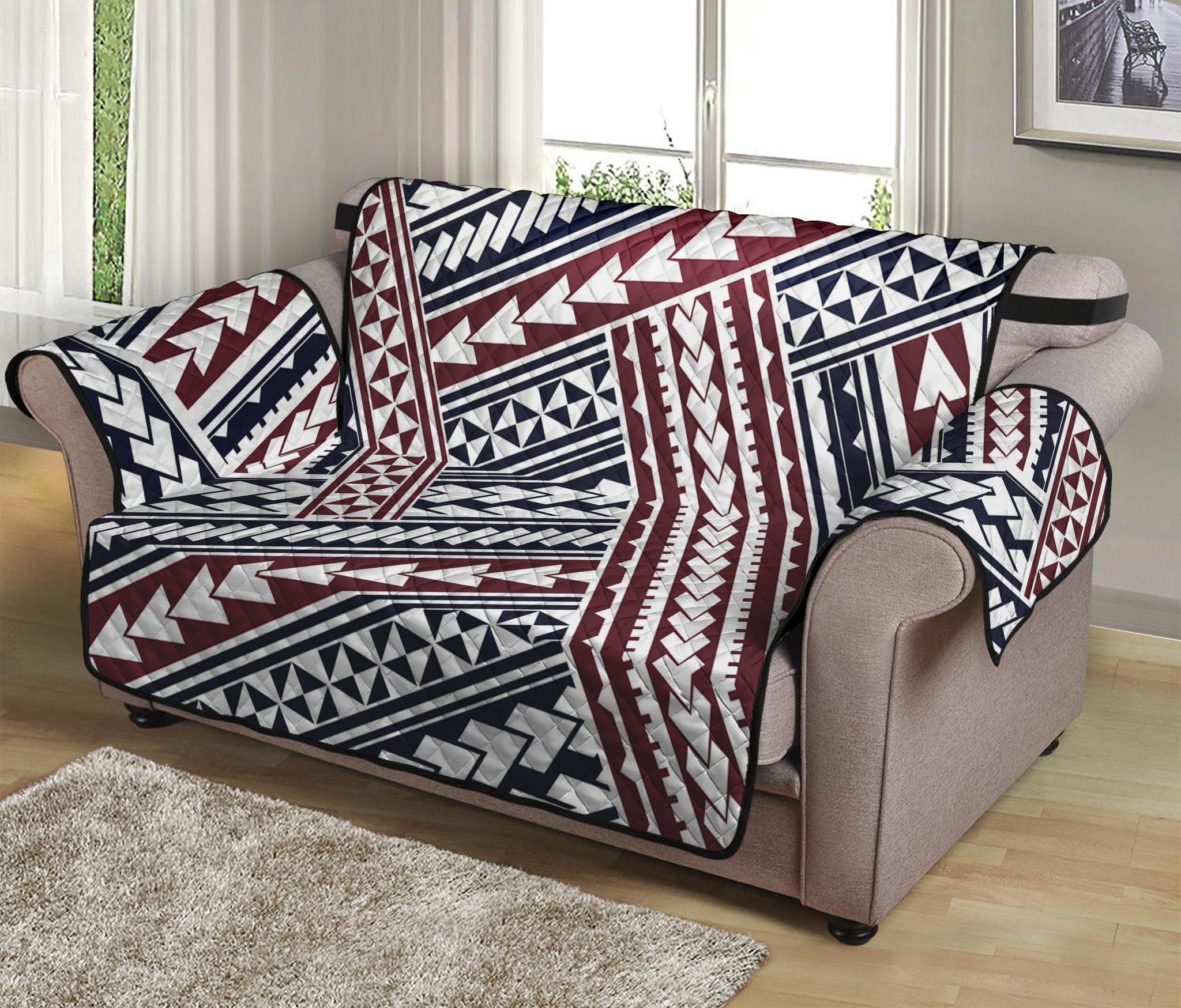 Maori Tribal Pattern Print Loveseat Protector