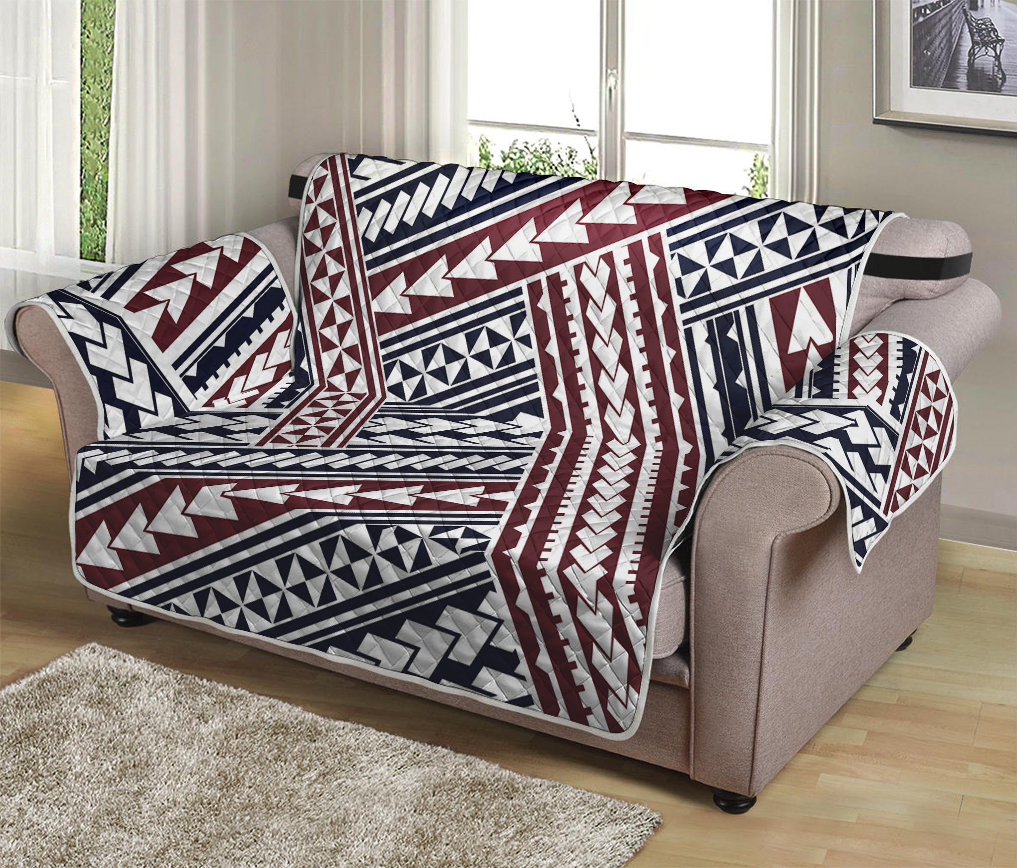 Maori Tribal Pattern Print Loveseat Protector