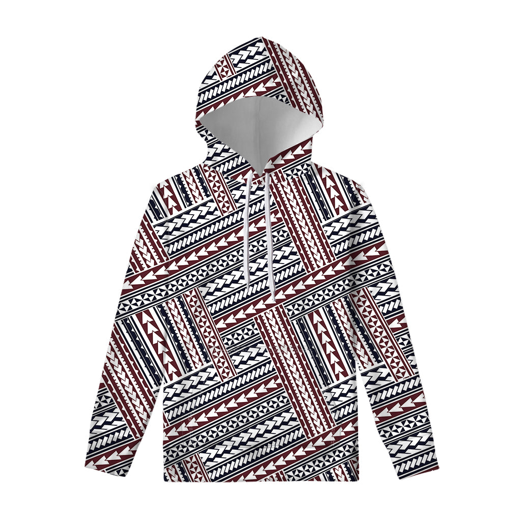 Maori Tribal Pattern Print Pullover Hoodie