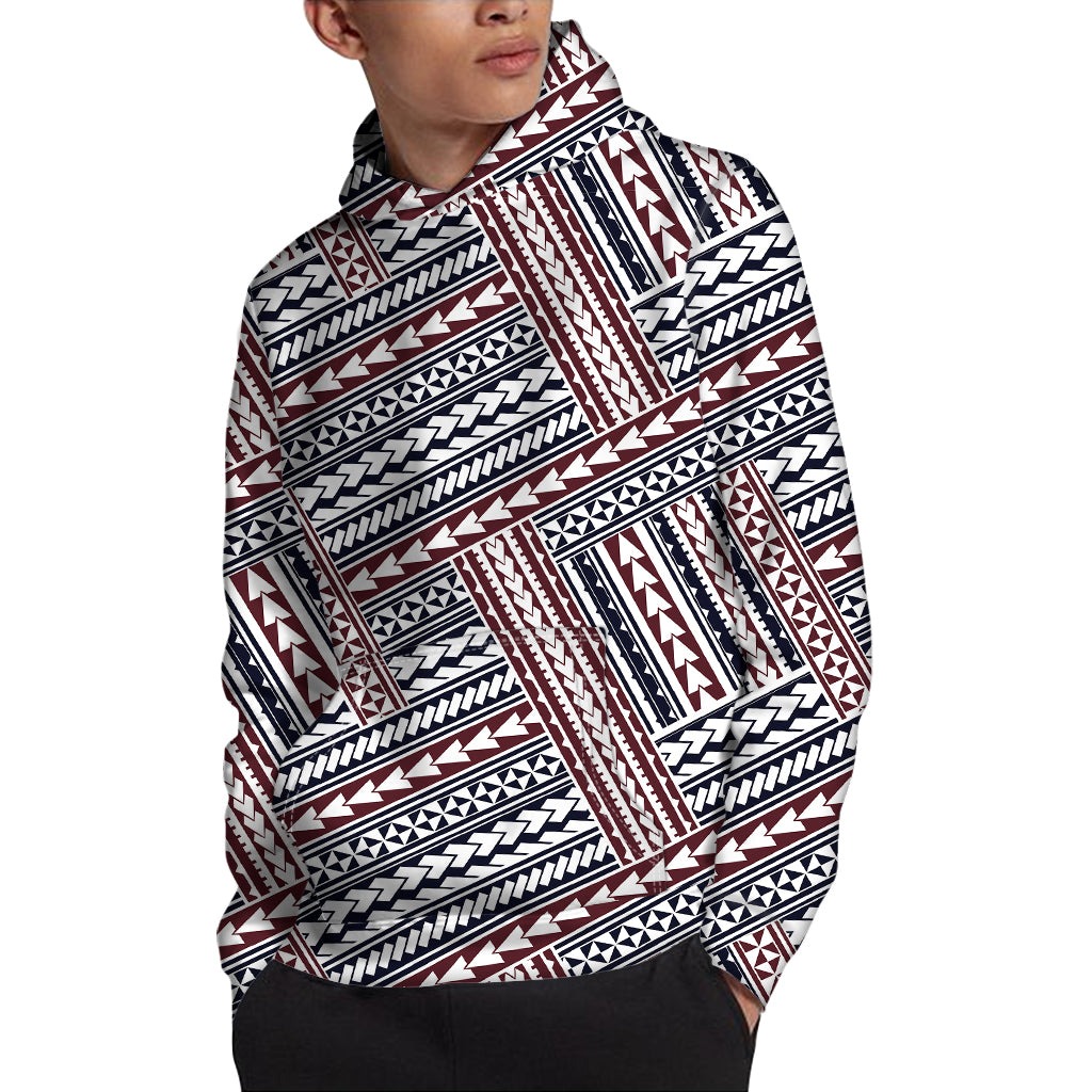 Maori Tribal Pattern Print Pullover Hoodie