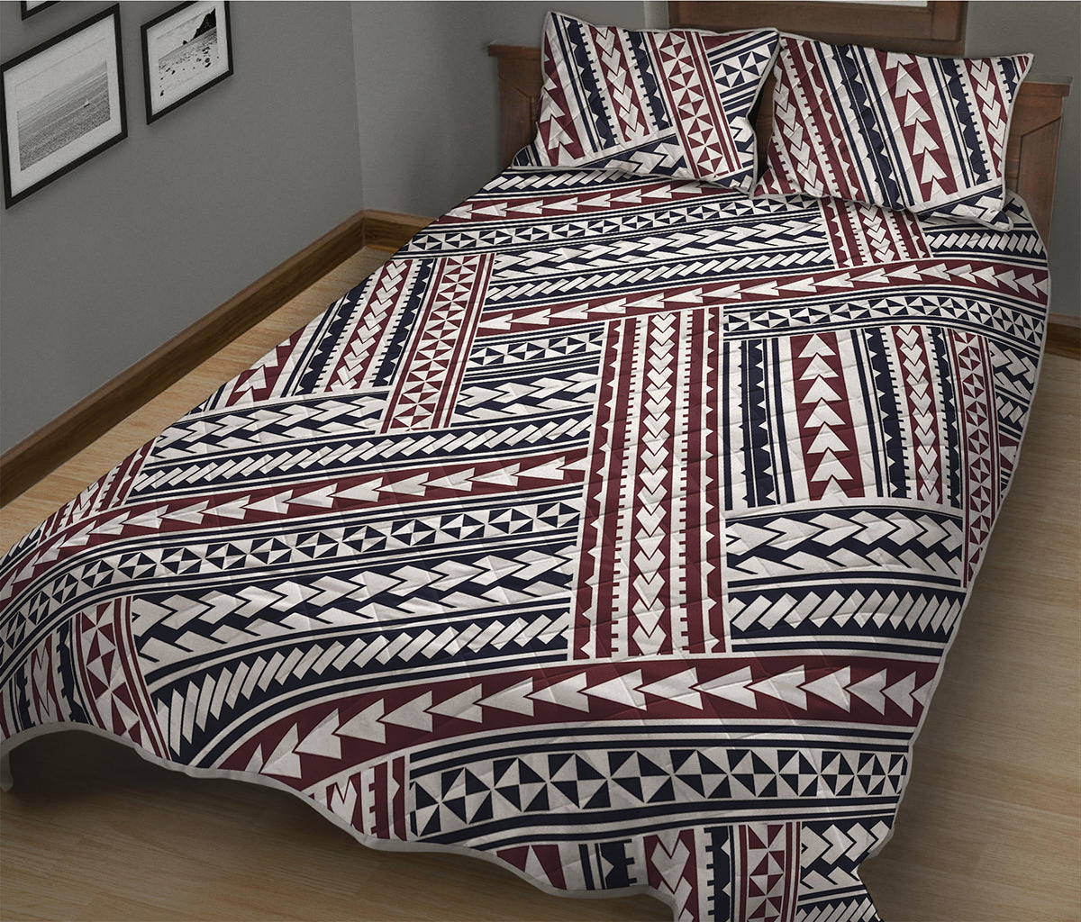 Maori Tribal Pattern Print Quilt Bed Set