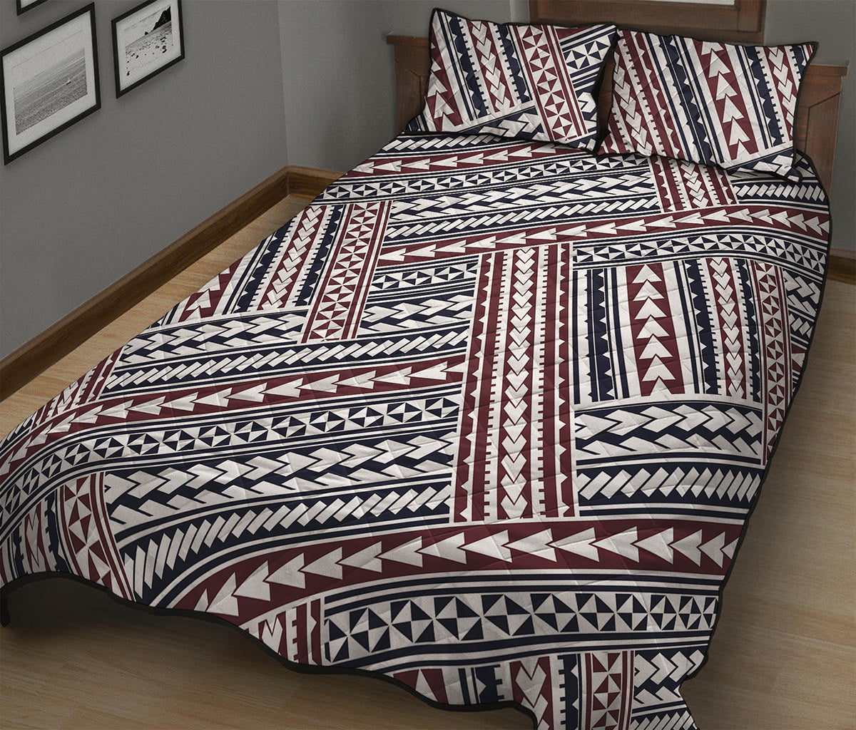 Maori Tribal Pattern Print Quilt Bed Set