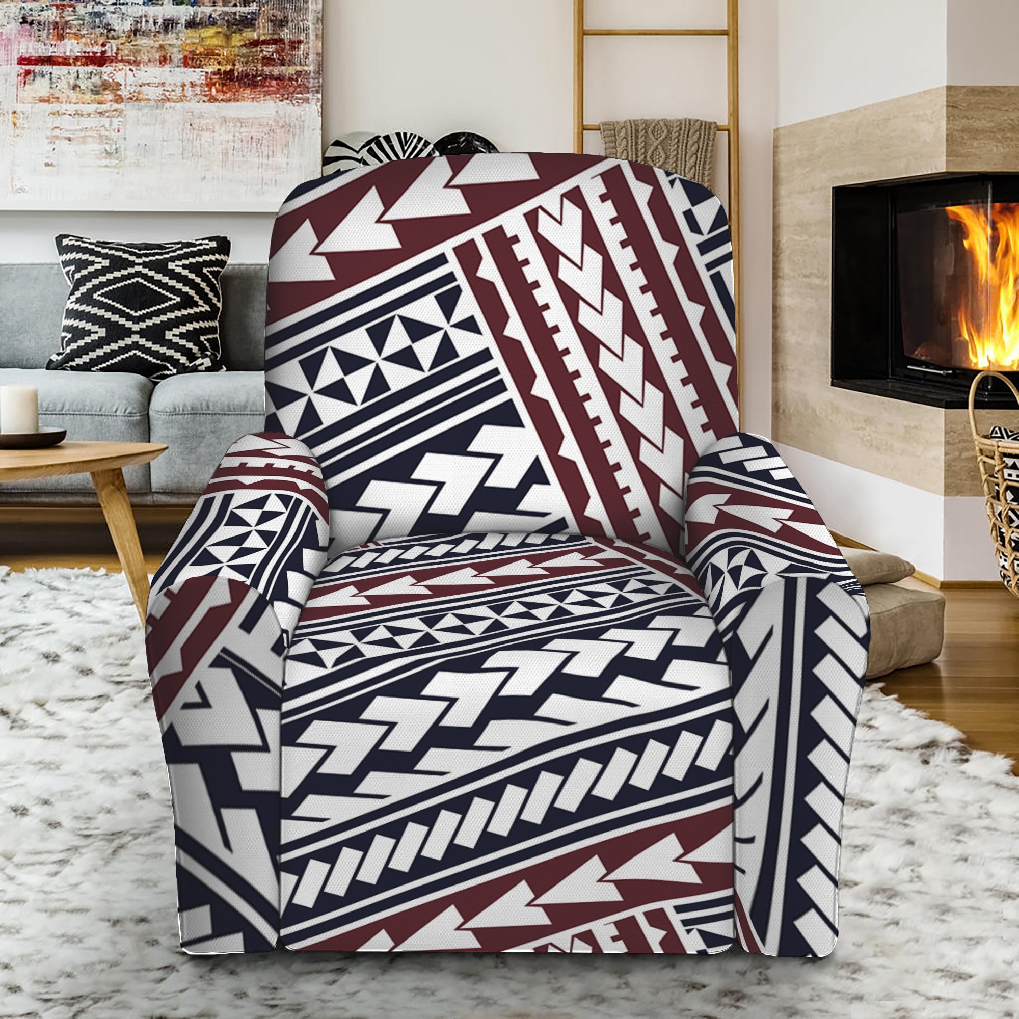 Maori Tribal Pattern Print Recliner Slipcover