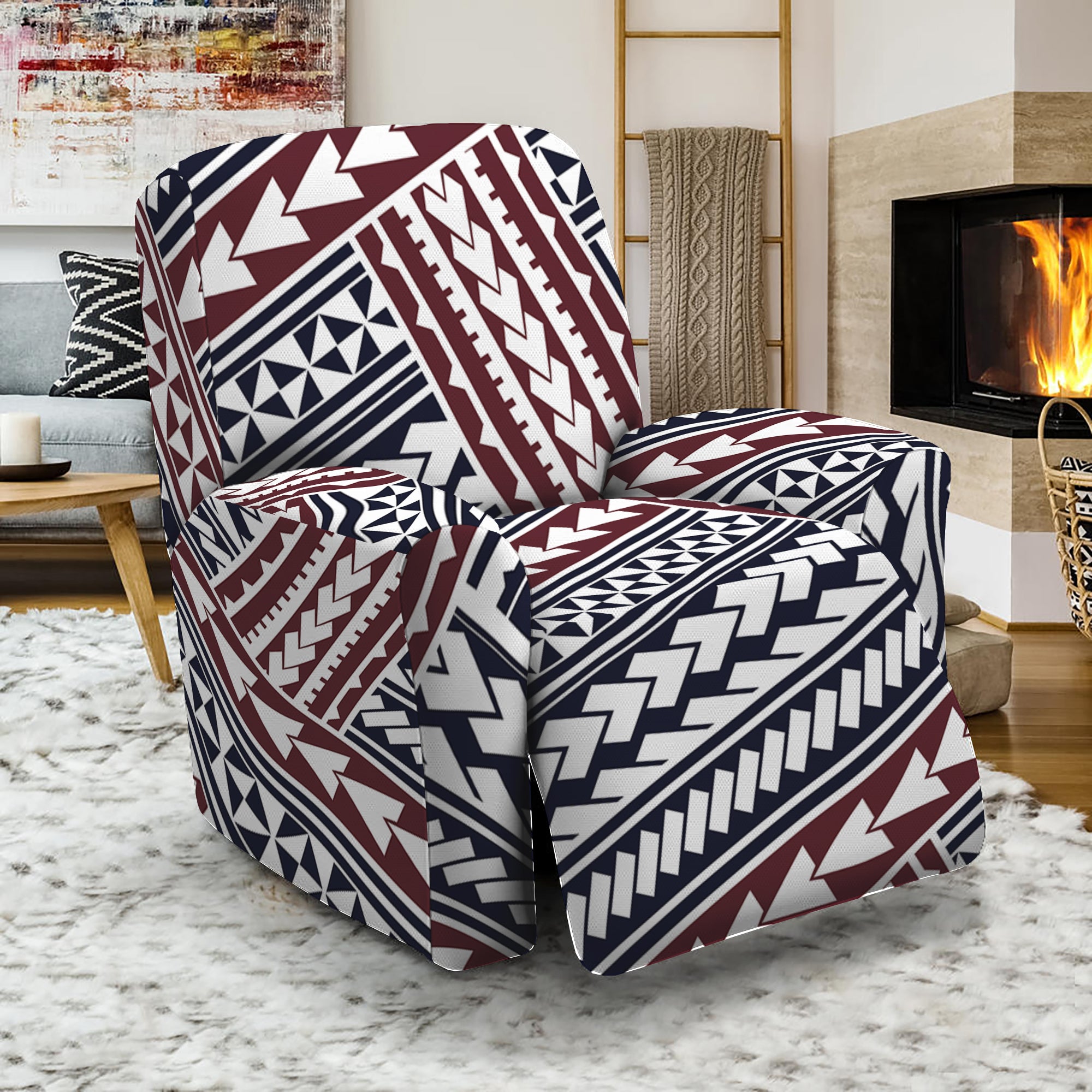 Maori Tribal Pattern Print Recliner Slipcover