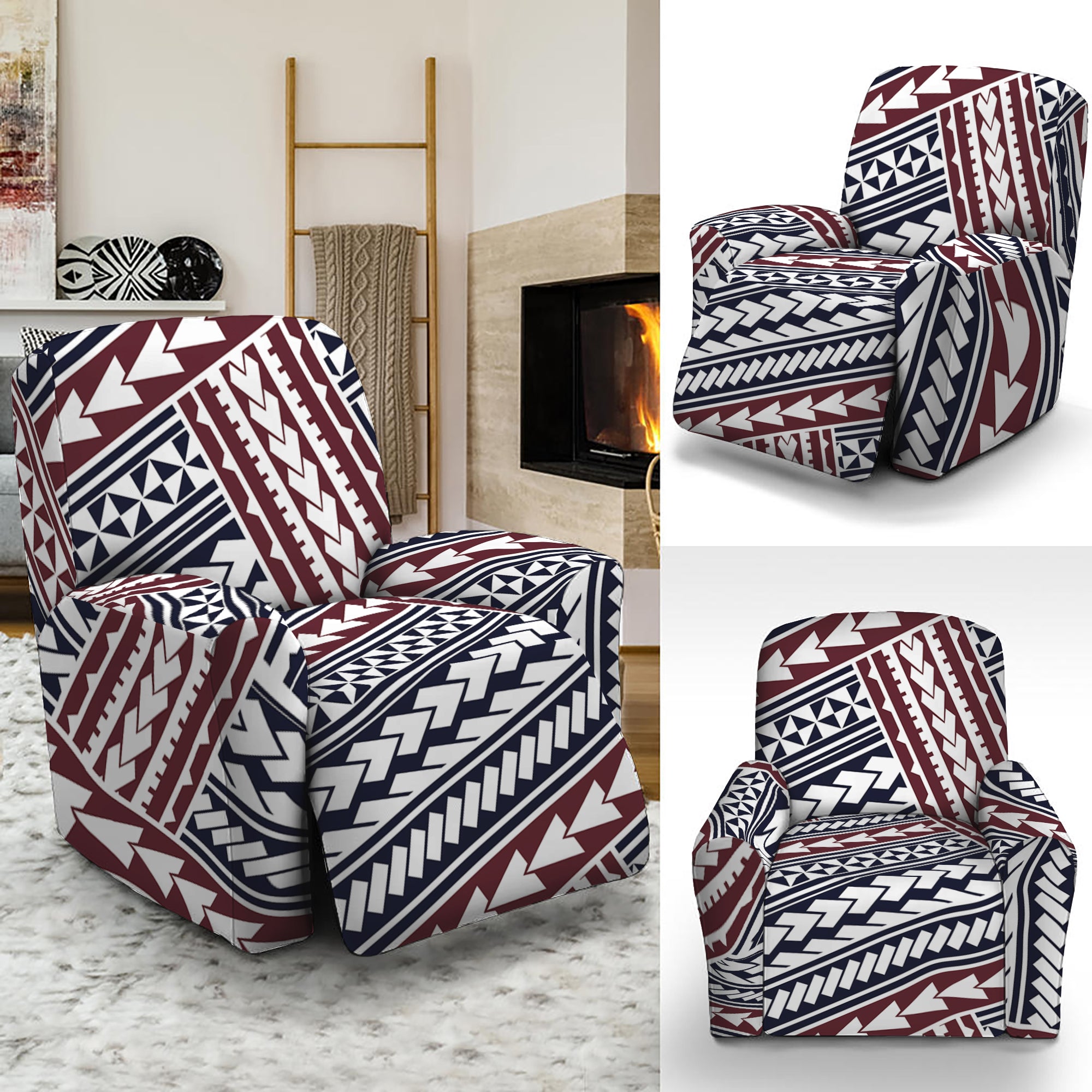 Maori Tribal Pattern Print Recliner Slipcover