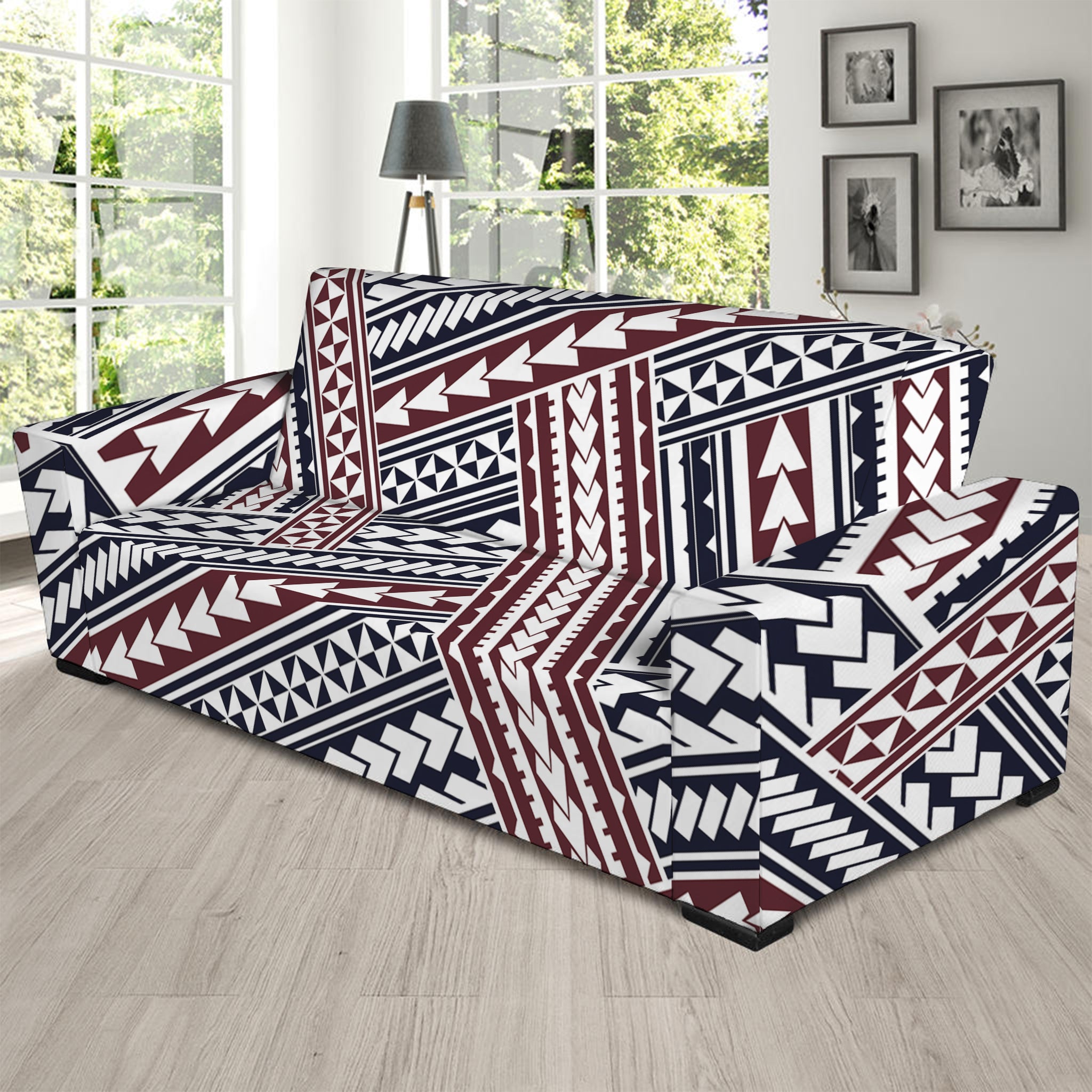 Maori Tribal Pattern Print Sofa Slipcover