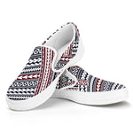 Maori Tribal Pattern Print White Slip On Shoes