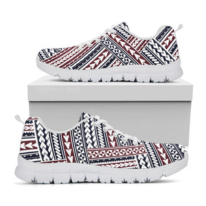 Maori Tribal Pattern Print White Sneakers