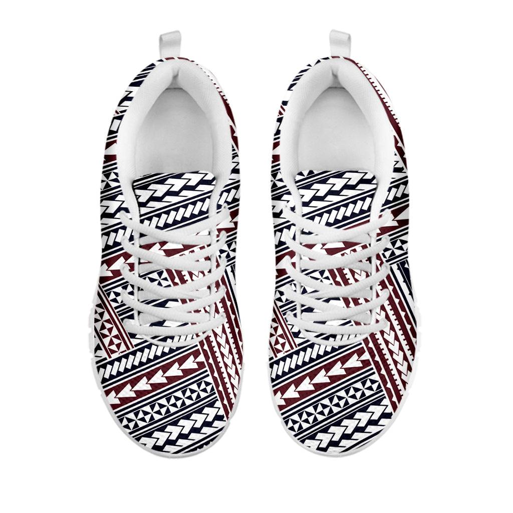 Maori Tribal Pattern Print White Sneakers