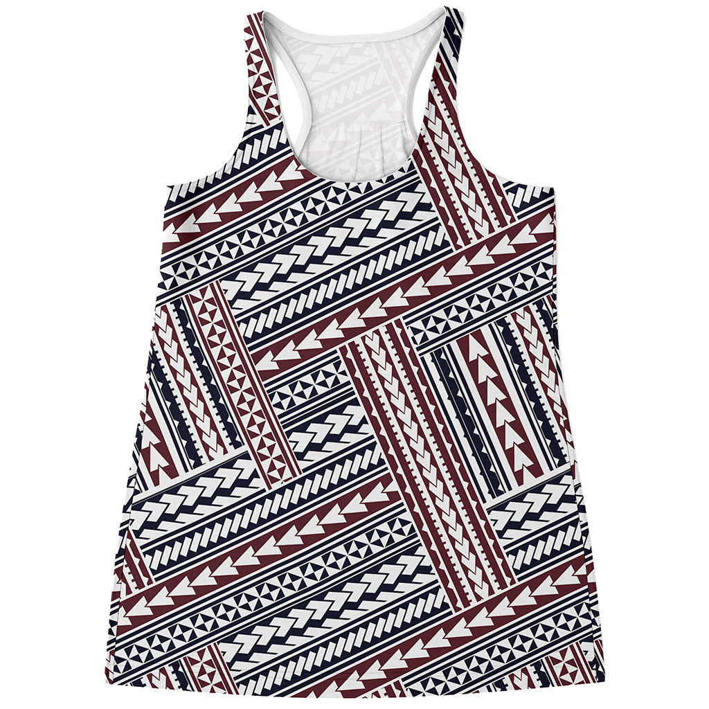 Maori Tribal Pattern Print Women's Racerback Tank Top