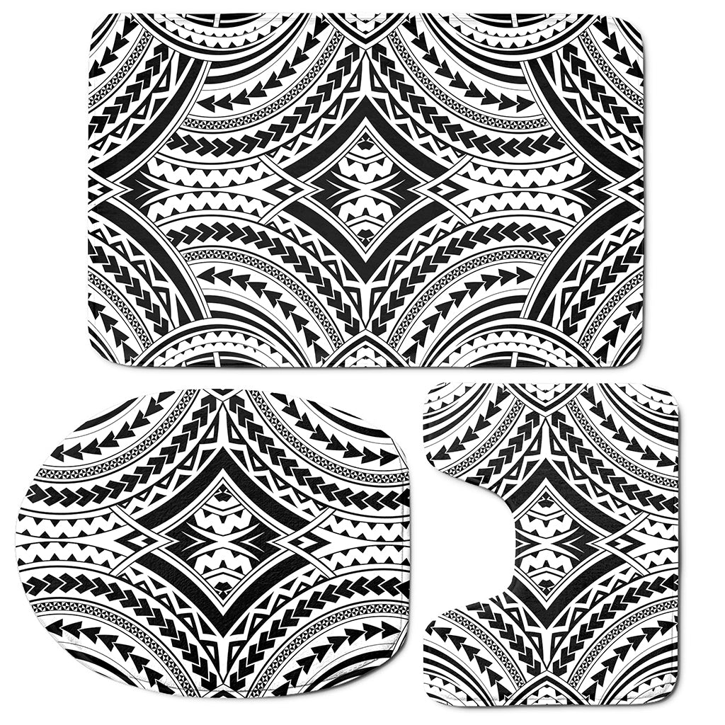 Maori Tribal Polynesian Tattoo Print 3 Piece Bath Mat Set