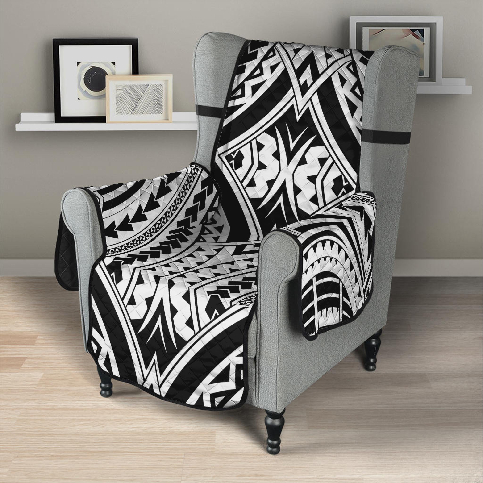 Maori Tribal Polynesian Tattoo Print Armchair Protector