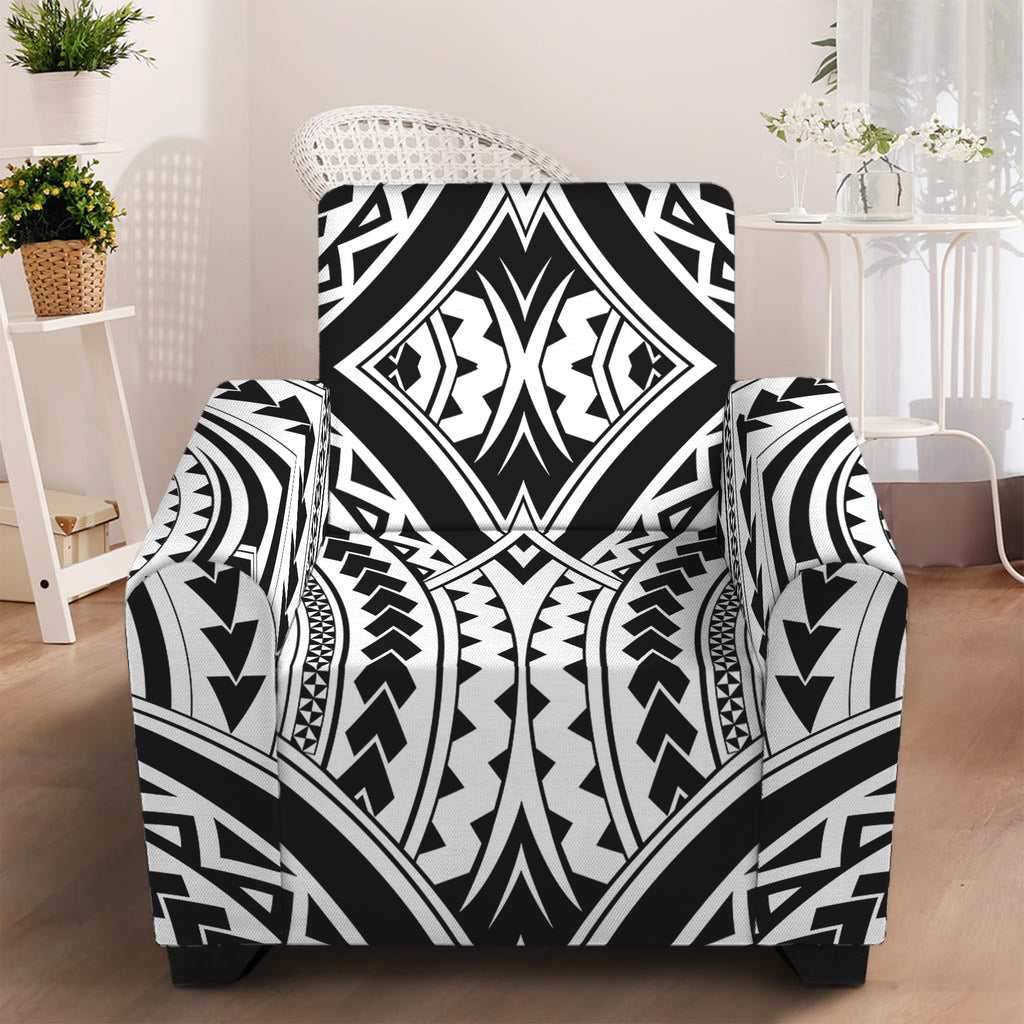 Maori Tribal Polynesian Tattoo Print Armchair Slipcover