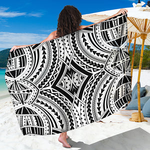 Maori Tribal Polynesian Tattoo Print Beach Sarong Wrap