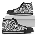 Maori Tribal Polynesian Tattoo Print Black High Top Sneakers
