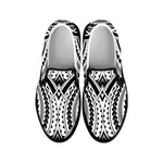 Maori Tribal Polynesian Tattoo Print Black Slip On Shoes