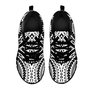 Maori Tribal Polynesian Tattoo Print Black Sneakers