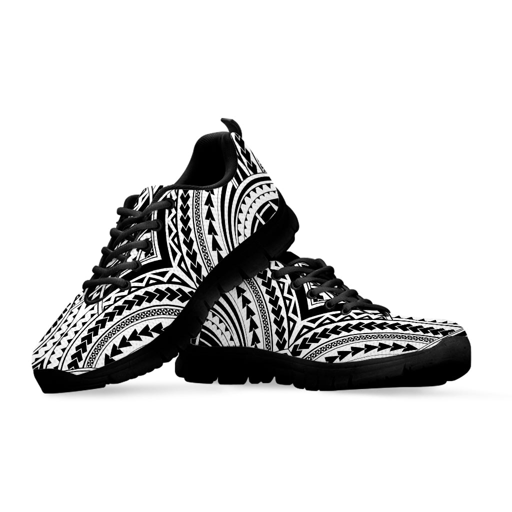 Maori Tribal Polynesian Tattoo Print Black Sneakers