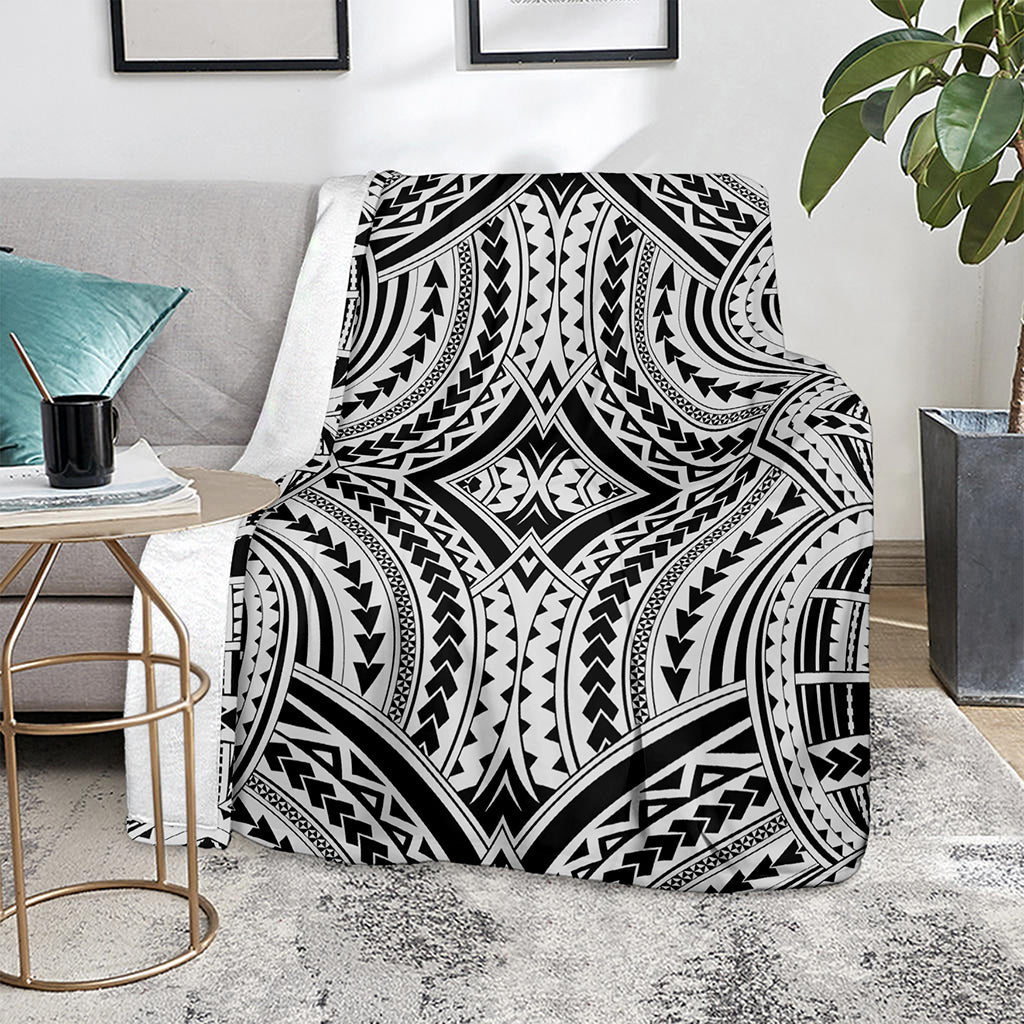 Maori Tribal Polynesian Tattoo Print Blanket