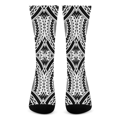 Maori Tribal Polynesian Tattoo Print Crew Socks
