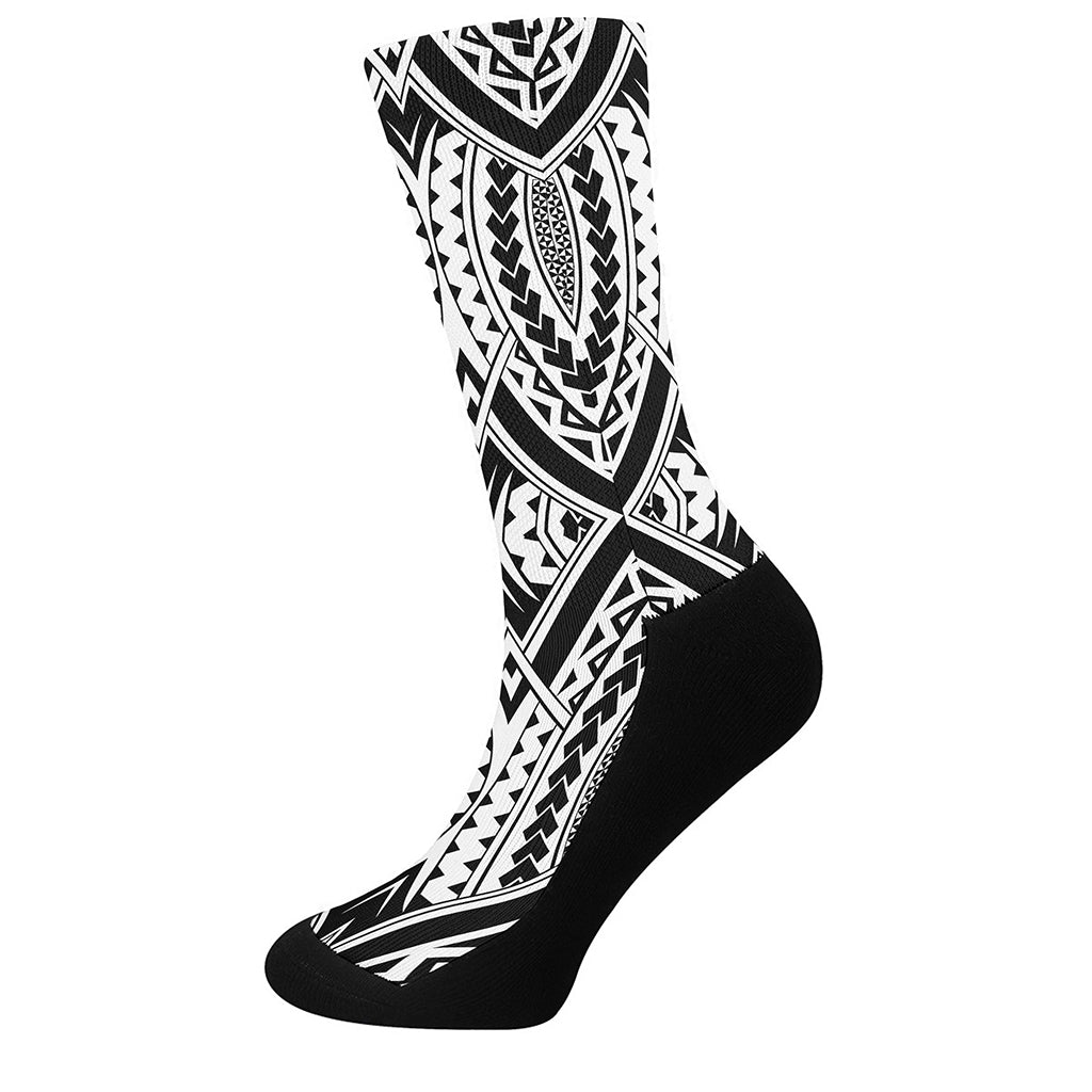 Maori Tribal Polynesian Tattoo Print Crew Socks