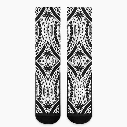 Maori Tribal Polynesian Tattoo Print Crew Socks